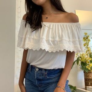 Hollister Cream Off The Shoulder Top